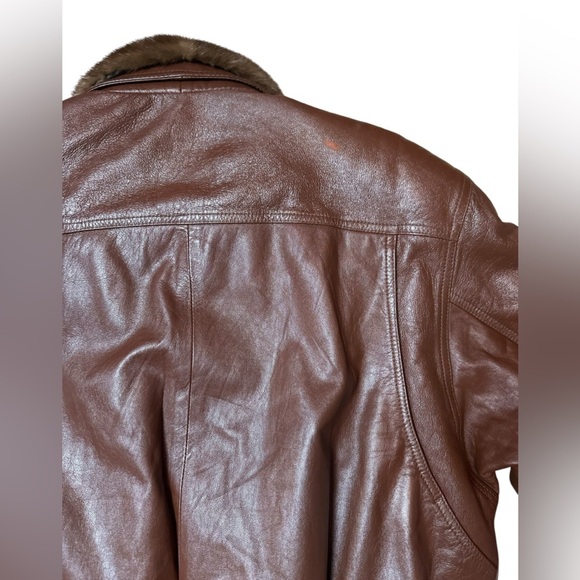 Leather Bomber With Fur Collar, small - Picture 10 of 16